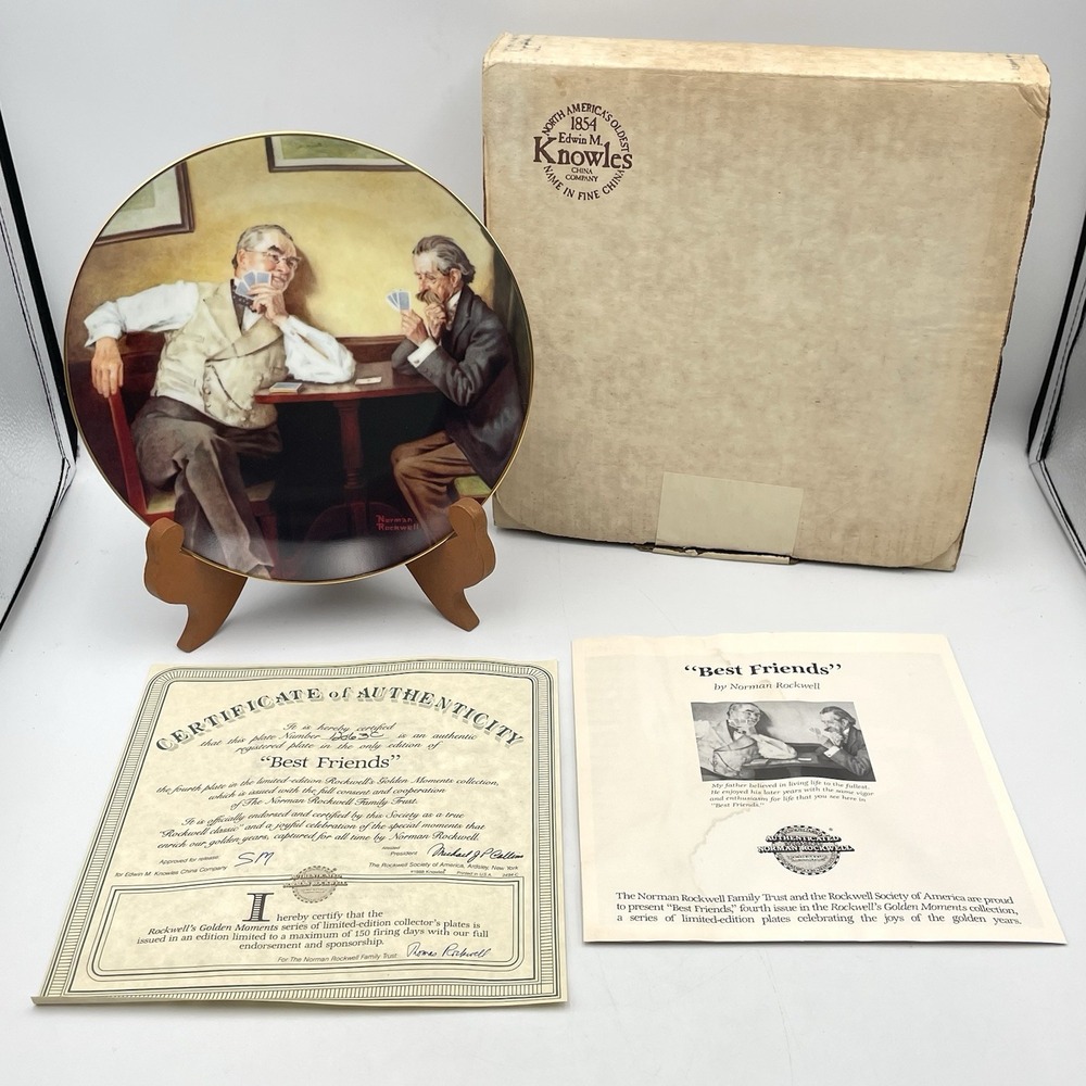 Vintage 1988 Norman Rockwell Best Friends Knowles Collector Plate COA Box